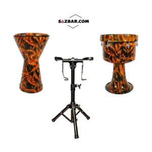ست کامل تمپو و ضرب بوشهری پژواک مدل هیدرو آتشی بهمراه کاور و پایه DARBUKA & TOMBAK fire pejvak