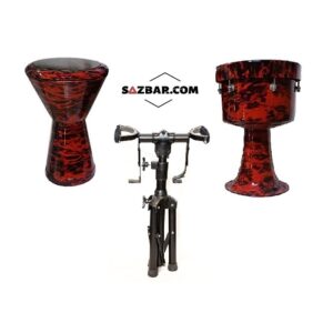 ست کامل تمپو و ضرب بوشهری پژواک مدل هیدرو همراه با کاور و پایه DARBUKA & TOMBAK red pejvak