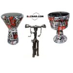 ست کامل تمپو و ضرب بوشهری پژواک مدل هیدرو سفید با کاور و پایه DARBUKA & TOMBAK WHITE pejvak