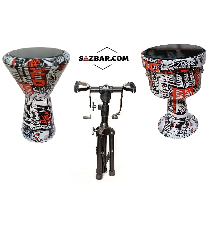set WHITE ست کامل تمپو و ضرب بوشهری پژواک مدل هیدرو سفید با کاور و پایه DARBUKA & TOMBAK WHITE pejvak
